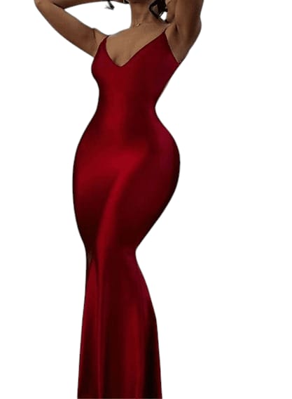 Vestido Longo Vermelho Acetinado Sereia