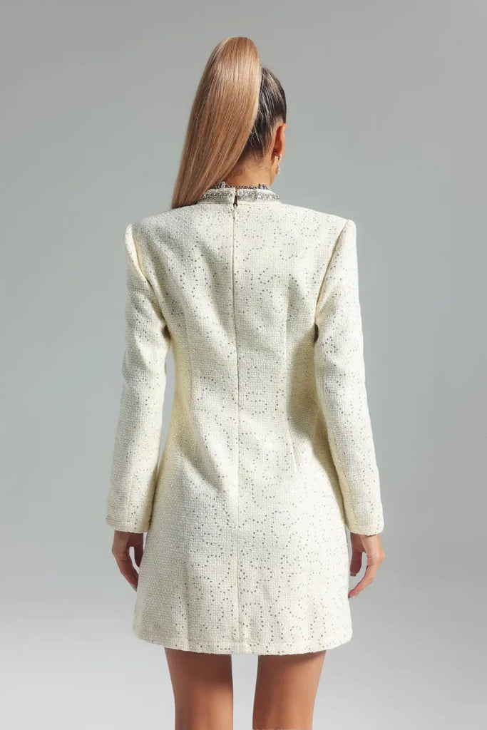 Vestido A-Line com Decote V e Mangas Longas