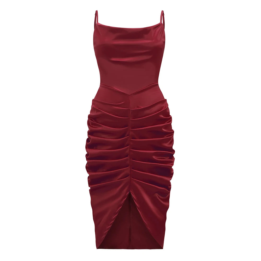 Vestido Riley Cetim Franzido