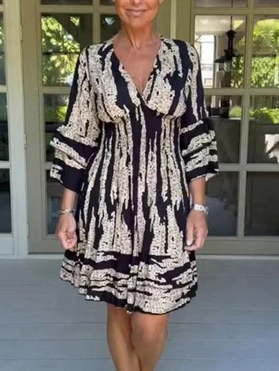 LZP - Vestido Karine com Decote em V e Manga 3/4 - ROMANA SHOPPING