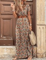 V-neck praia férias vestido fino - ROMANA SHOPPING