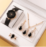 Conjunto de Relógio de Luxo Pedras Negras - ROMANA SHOPPING